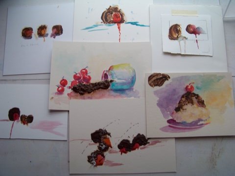 Finished Chocolate Paintings from Class
