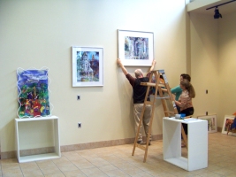Setting up exhibit in Fairfield