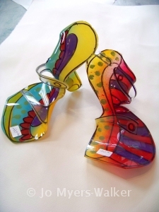 Slumped acrylic shoes, now with straps