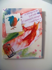 Journal cover with paper cutout hand