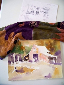 Sketch and watercolor first wash by Jo Myers-Walker