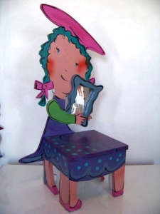 Painted chair for a child, with mirror, by Jo Myers-Walker