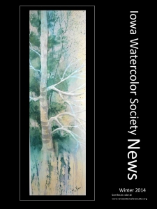 Cover of Iowa Watercolor Society newsletter with artwork by Ken Harskamp