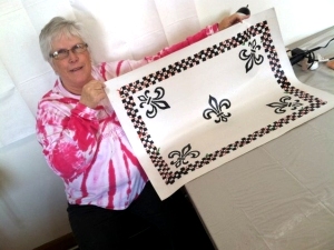 Dorothy's floorcloth at the Hen & Chicks workshop