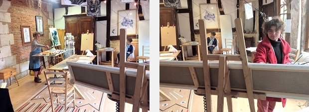 Artists working at La Page Blanche studio in Rouen