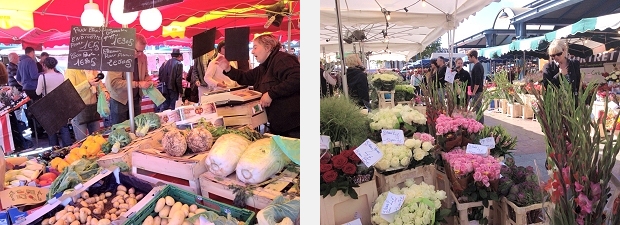 Vegetables and flowers for sale at Rouen market