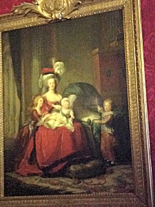 Portrait of Queen Marie Antoinette and her children, on display at Palace of Versailles
