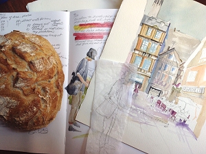 Sketchbook used to help compose a painting