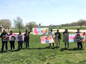 Banners created at conference session to raise awareness of human trafficking