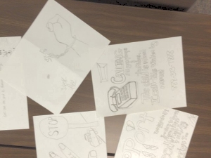 Sketches of symbols used to design awareness-raising banners