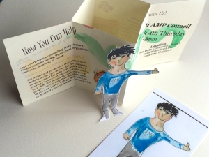 Pop-up brochure about AMP