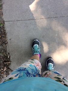 Shoes on sidewalk, ready to explore