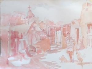 Value study by Jo Myers-Walker for a second painting of El Rancho de las Golondrinas