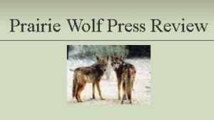 Photo of two wolves, website header of Prairie Wolf Press Review
