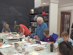 Artists in watercolor workshop at Art Center of Burlington