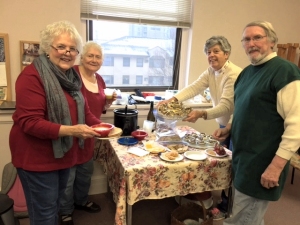 Jo Myers-Walker and class members at the last watercolor workshop of the season