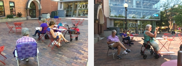 Sketching on the ped mall in Iowa City, July 2017