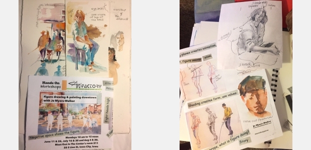 Sketches by Jo Myers-Walker illustrating figure drawing concepts