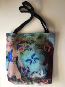 Fabric tote bag digitally printed with image of the Canitcle of Creation sculpture by Jo Myers-Walker