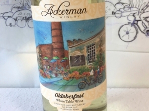 Label on Ackerman Winery's 2020 Oktoberfest wine with artwork by Jo Myers-Walker