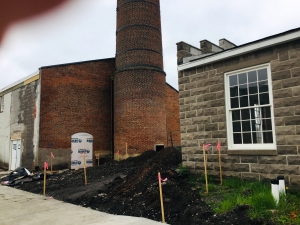 Site of the Millwright Hotel in Amana, Iowa during construction