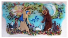 Canticle sculpture, acrylic and Lexan panels painted with stories of St. Francis, by artist Jo Myers-Walker