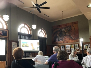 Artists follow along with watercolorist Andy Evansen's demonstration painting at the 2025 Iowa Watercolor Society Annual Meeting